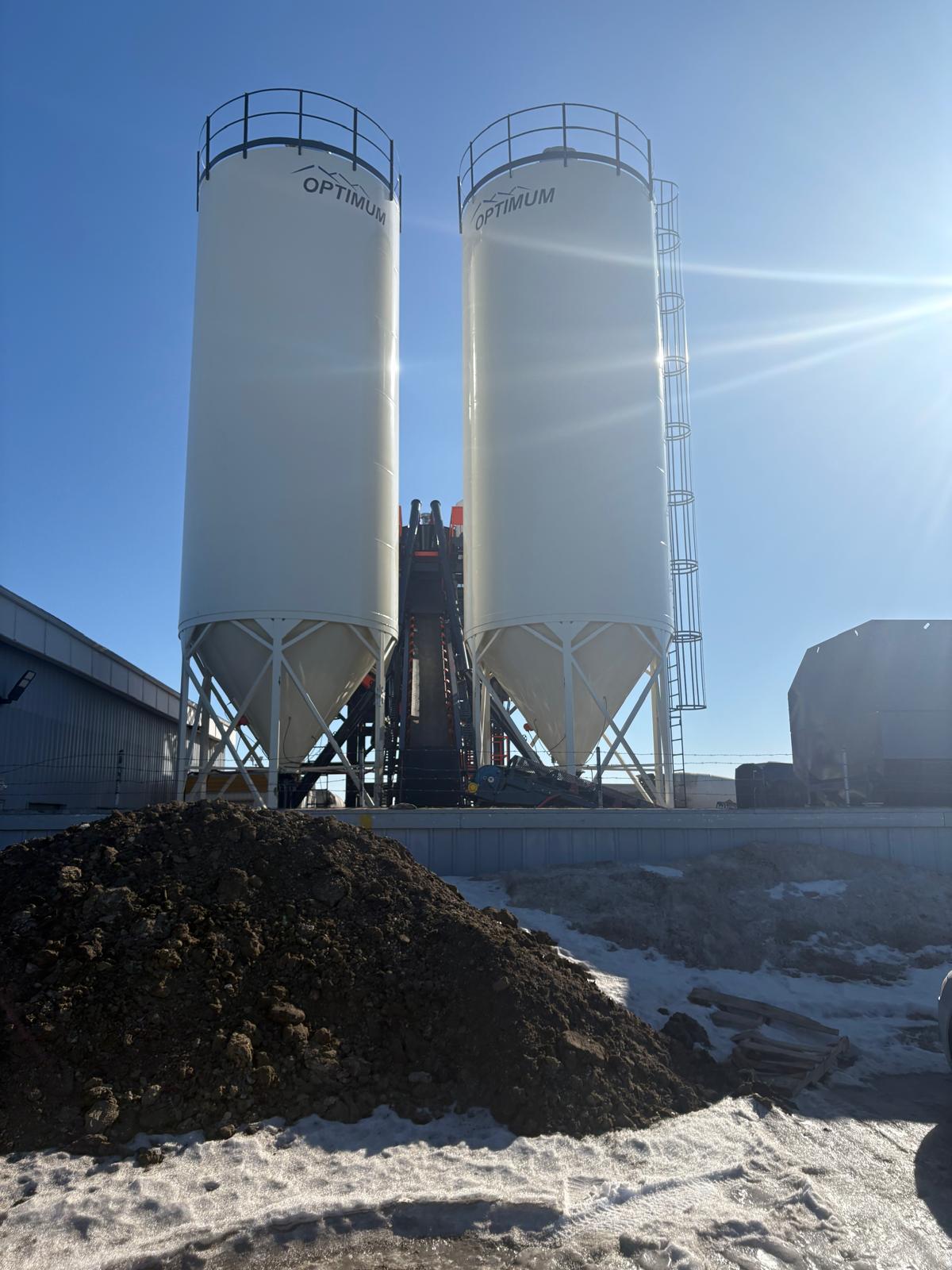 Concrete mixing truck on site
